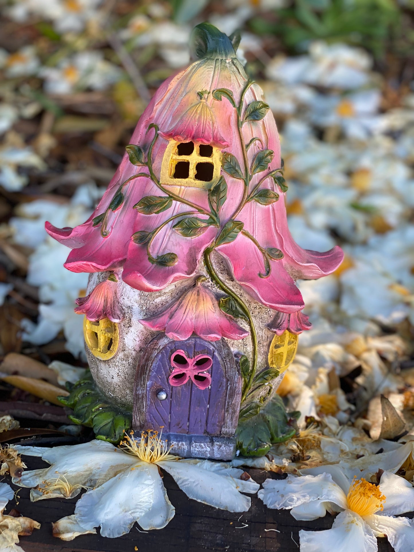 Pink Flower Fairy House (w/LED Light-Up)