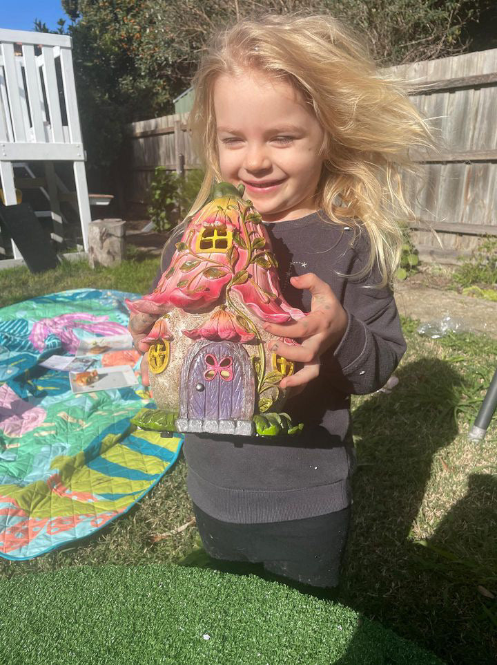 Pink Flower Fairy House (w/LED Light-Up)