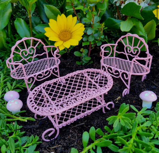 Metal 3-Pce Furniture Set – Pink