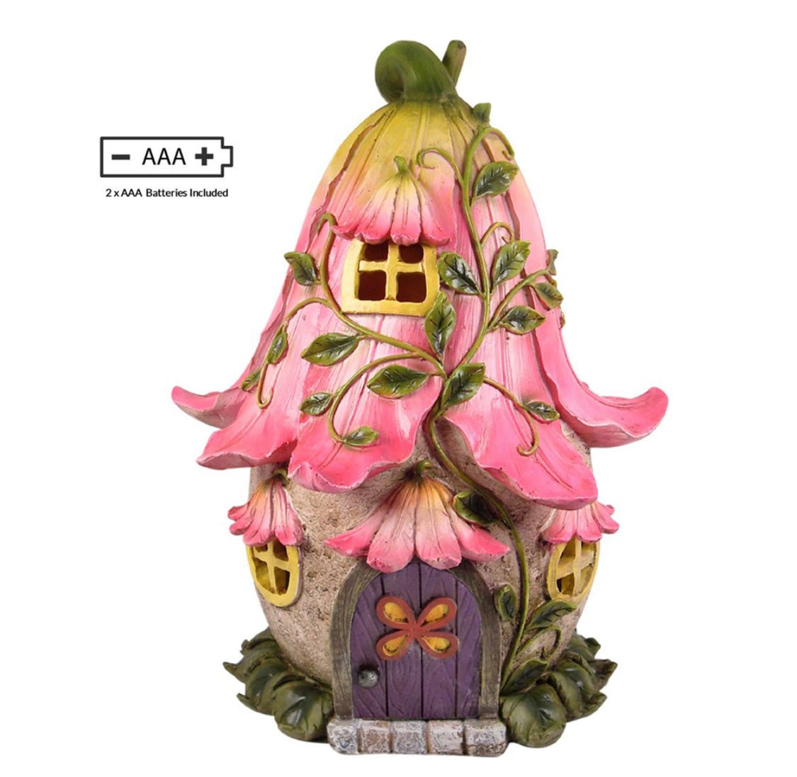 Pink Flower Fairy House (w/LED Light-Up)
