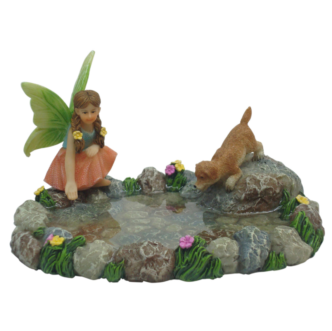 Water Pond with Puppy and Movable Fairy Mia