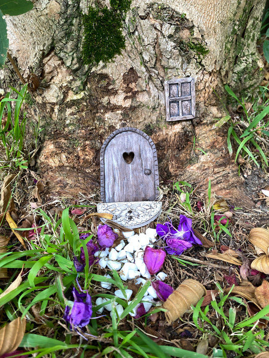 Fairy / Gnome Door with Window and Welcome Mat